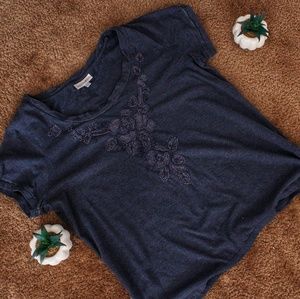 Navy blue tee with floral design